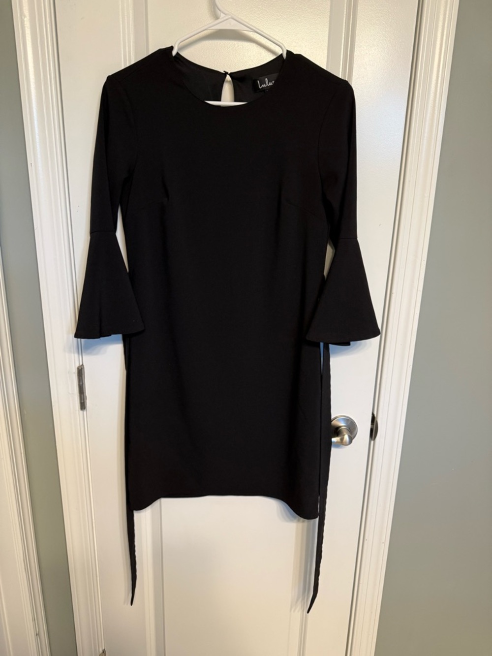 Black Bell-Sleeve Shift Dress by Lulus